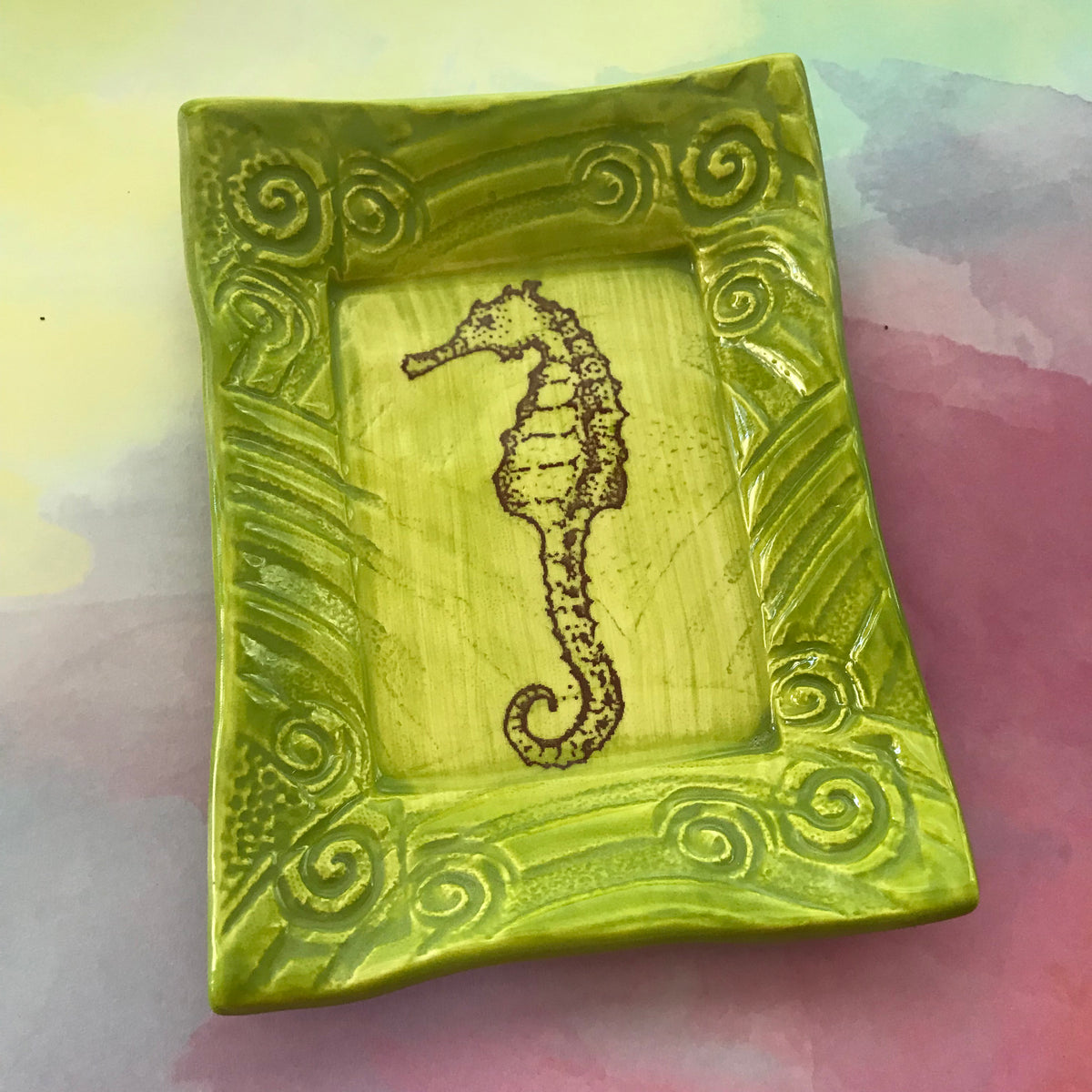 Tray - 5 x 7 - &quot;Sea Horse&quot; - Lime Green