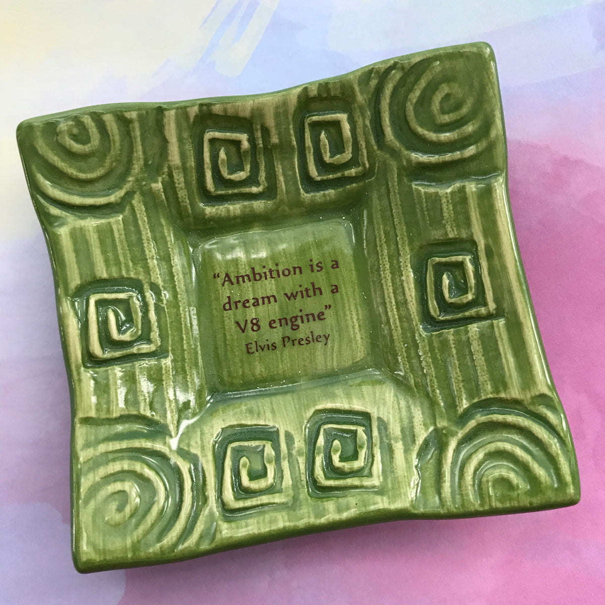 Dipping Dish - &quot;Ambition is a dream with a V-8 engine&quot; - Frasier Fir Green