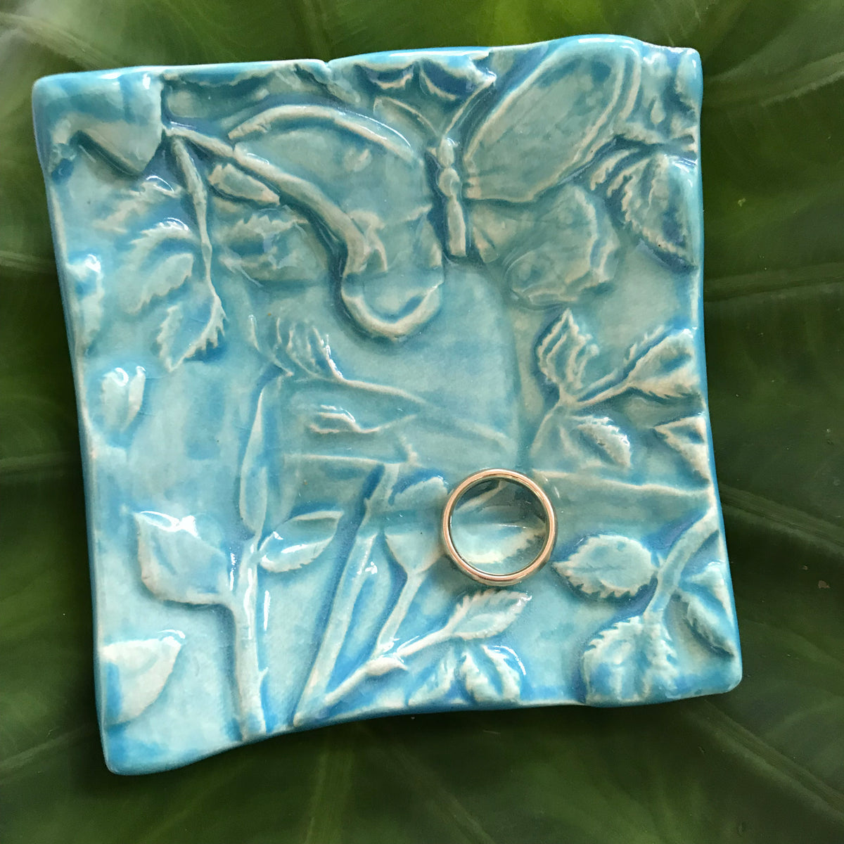 Dipping Dish - &quot;Butterfly Garden&quot; - Turquoise