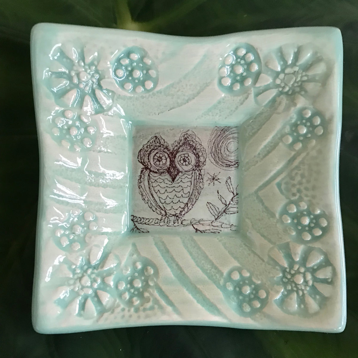 Dipping Dish - Image - &quot;Owl&quot; - Spa Green