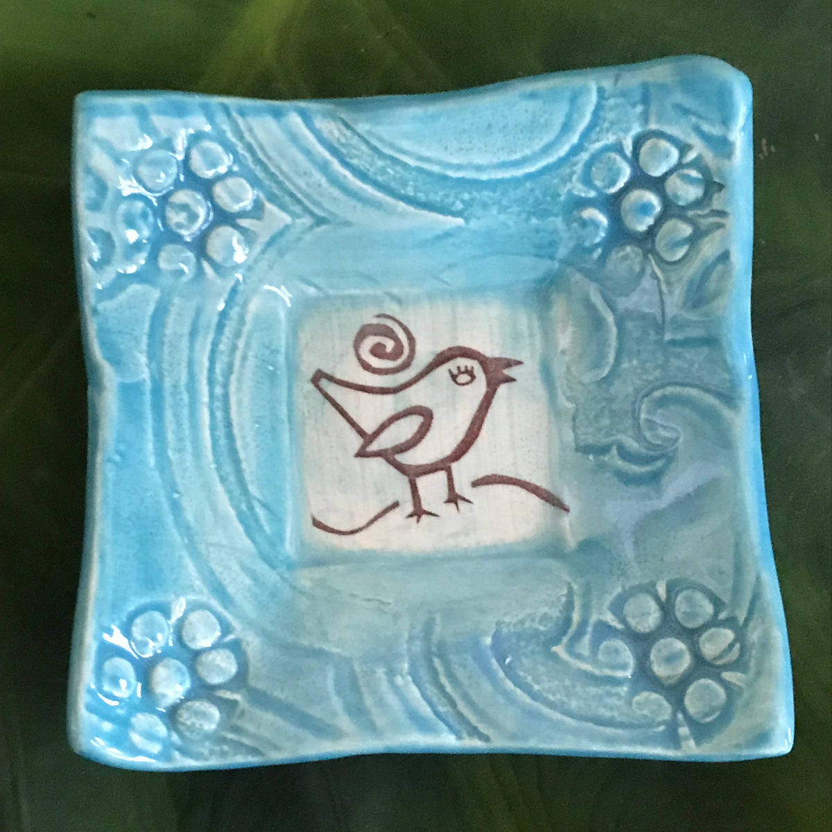 Dipping Dish - Image - &quot;Songbird&quot; - Turquoise