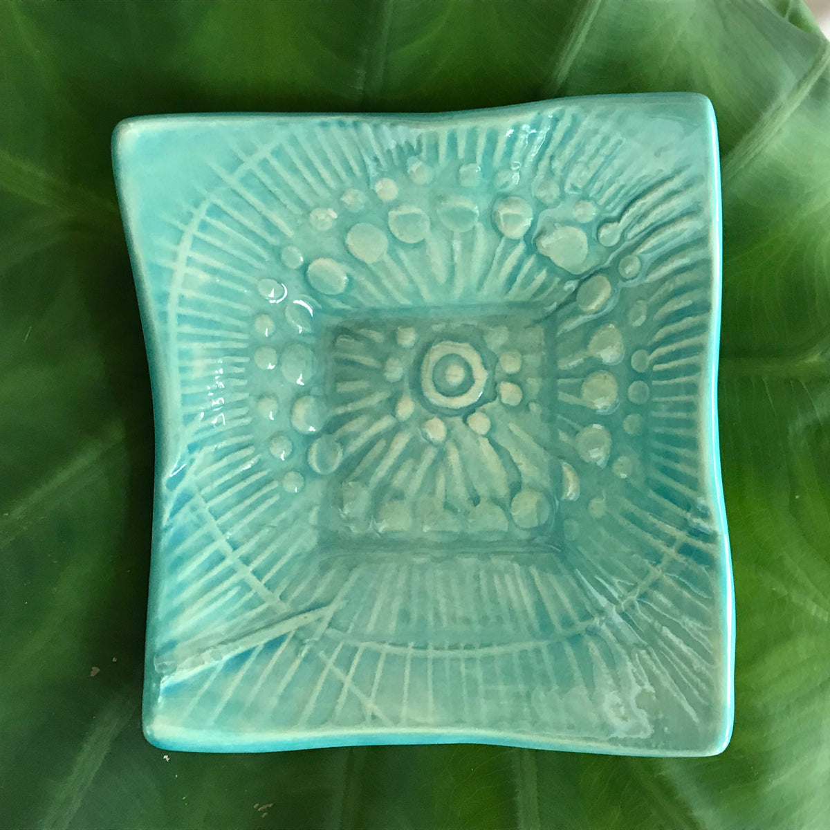 Dipping Dish - &quot;Floral Fantasy&quot; - Turquoise