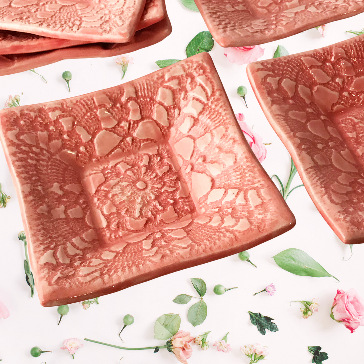 Dipping Dish - &quot;Lace&quot; - Pink