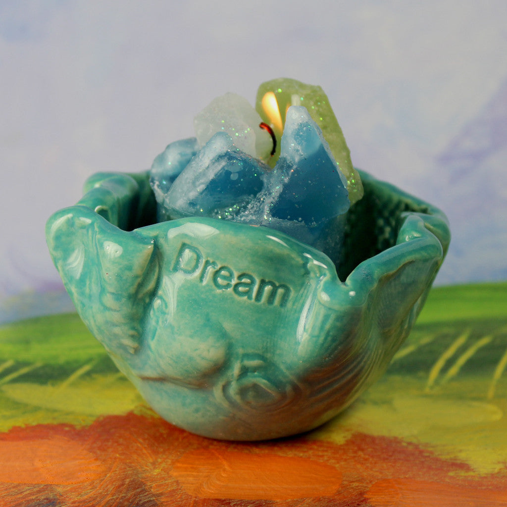 Friendship Candle &quot;Dream&quot; in Turquoise Blue Glaze