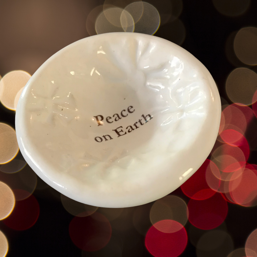 Giving Bowl - &quot;Peace on Earth&quot; - White