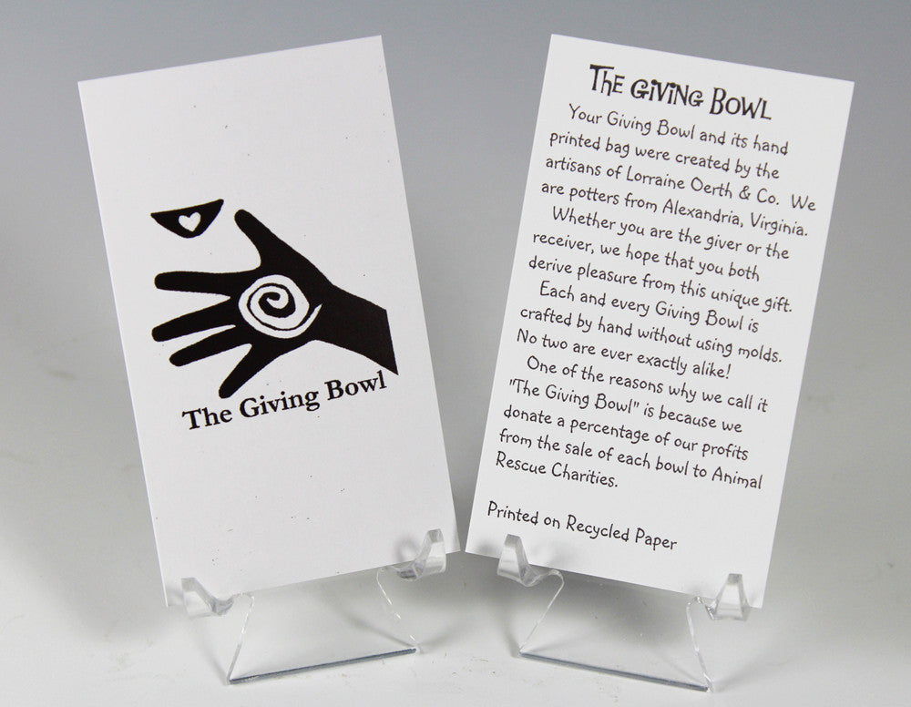 Giving Bowl Story Card by Lorraine Oerth with Hand and Spiral Logo