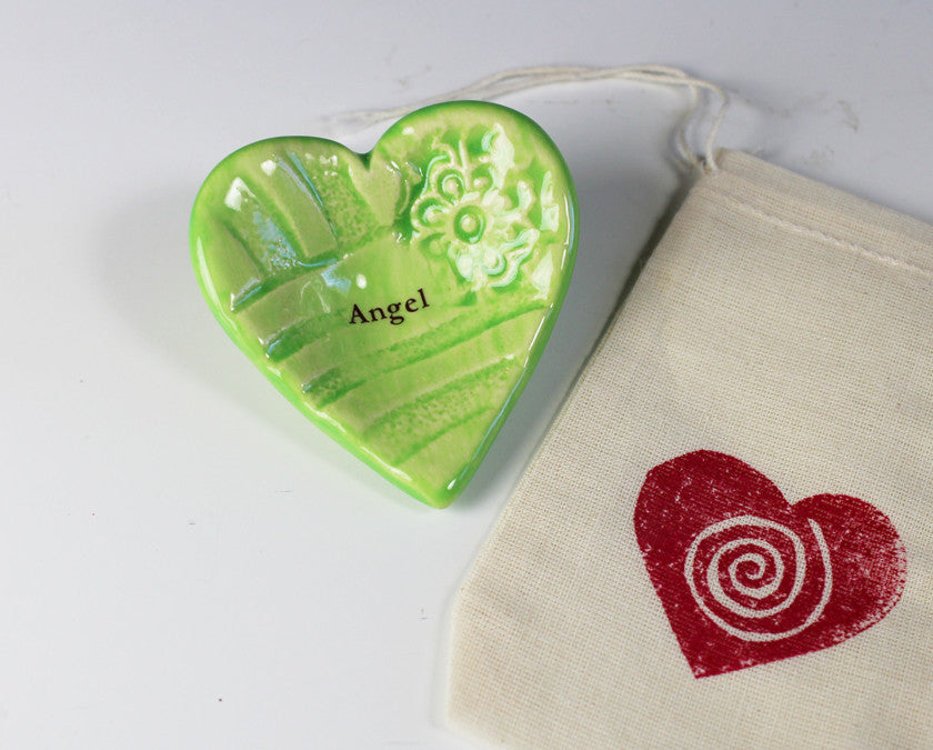 Giving Heart - &quot;Angel&quot; - Shown in Lime Green