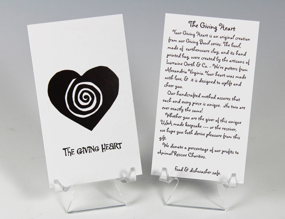 Lorraine Oerth&#39;s Giving Hearts come with a card that tells the Giving Heart story