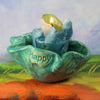 Friendship Candle &quot;Happy&quot; in Turquoise Blue Glaze