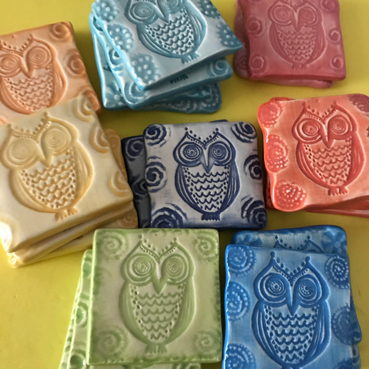 Our Owl Magnets have a unique design which was created by Lorraine Oerth.  Each magnet is 2 x 2&quot;, crafted from potter&#39;s clay, and comes in a variety of bright colors.