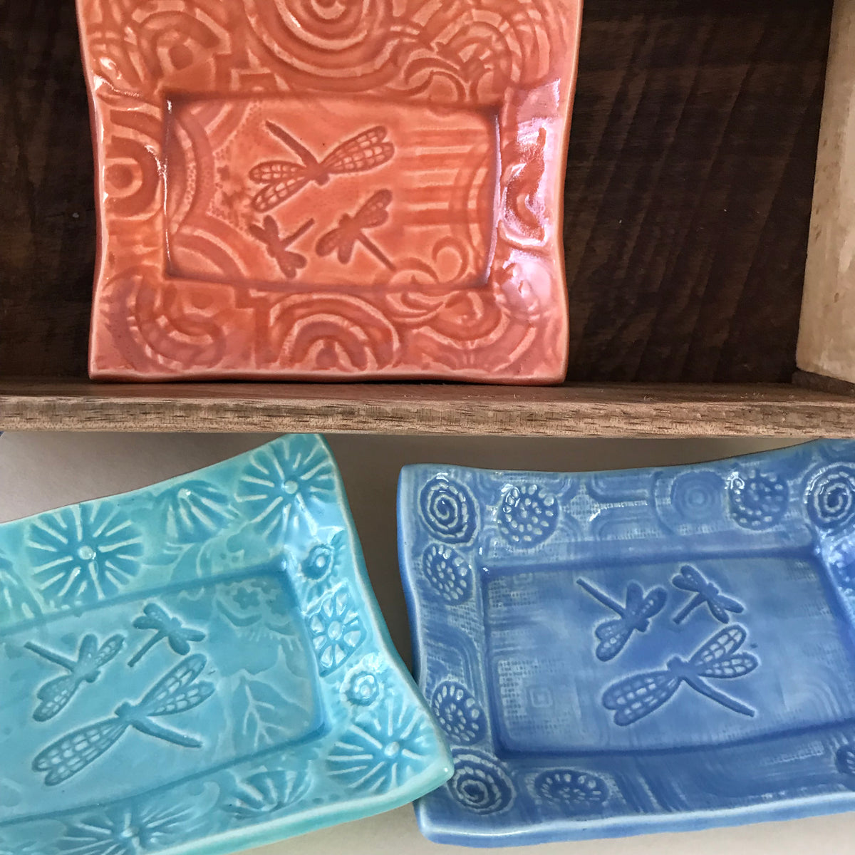 Our Dragonfly Soap Dishes are handmade and based upon an original design created by Lorraine Oerth.  