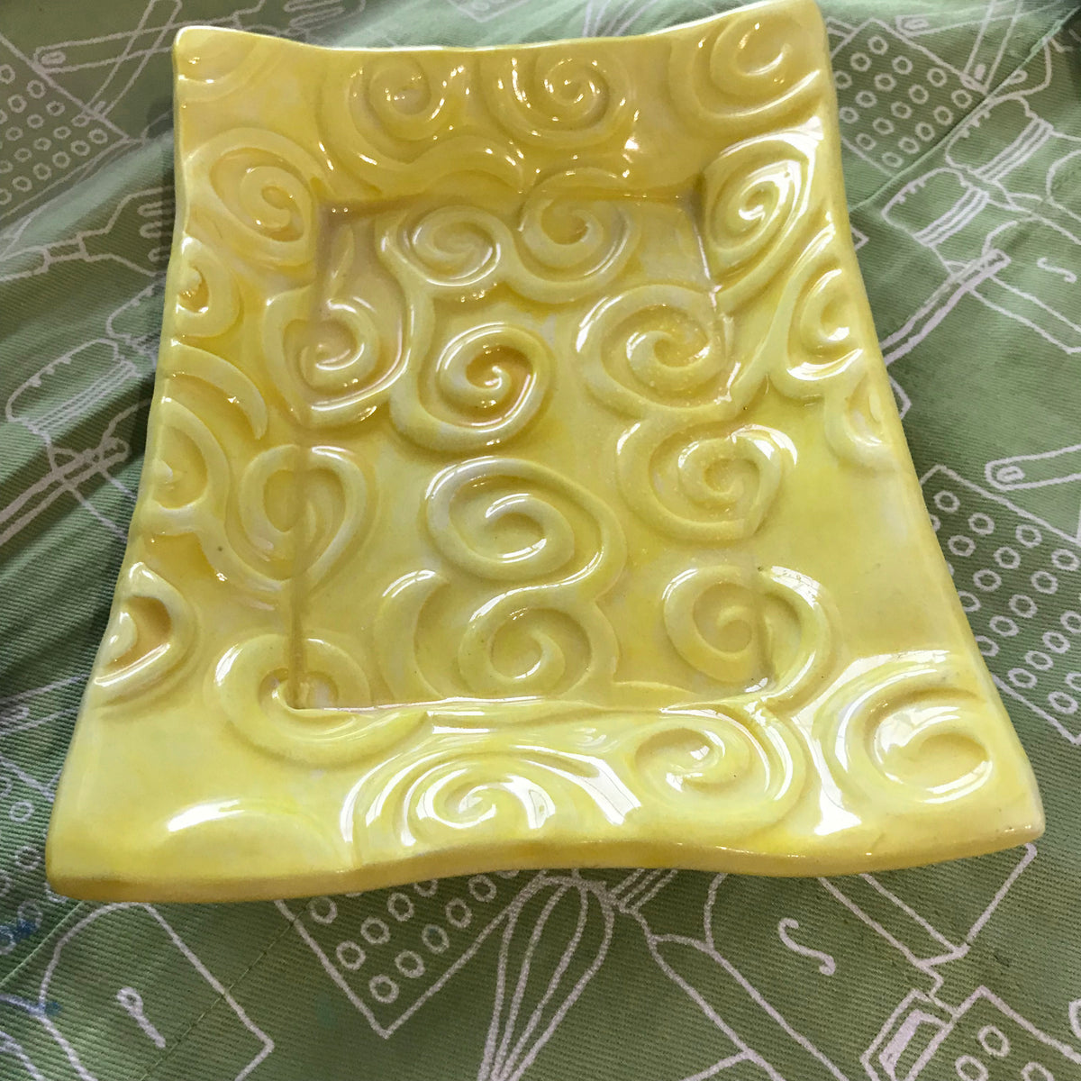 A Handmade Pottery Tray Glazed In A Happy Yellow Color.