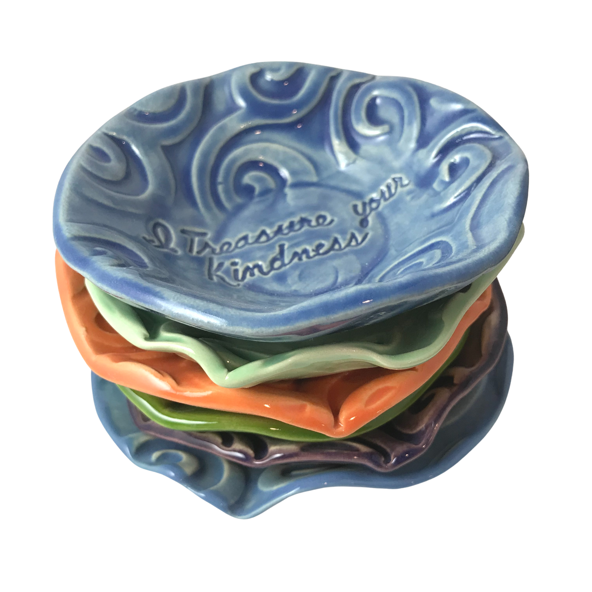 Treasure Bowl - &quot;Love&quot; - Floral Dance - Turquoise