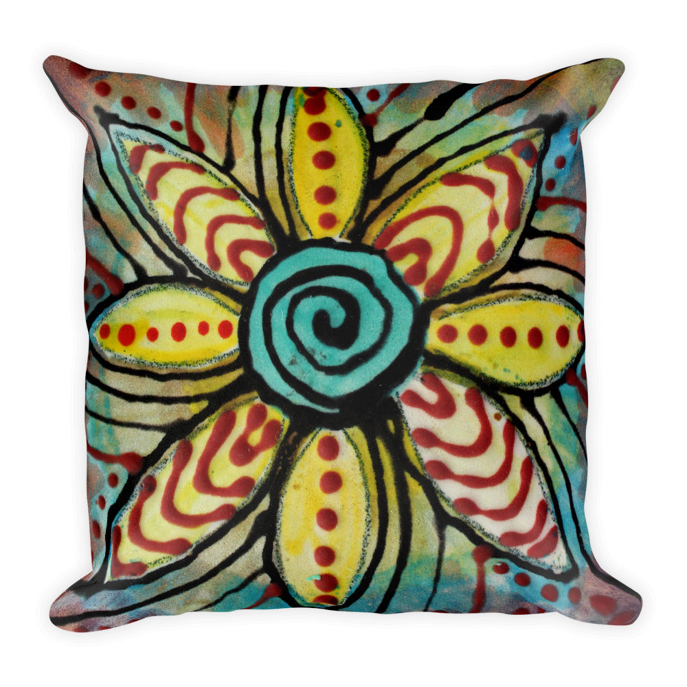 Square Pillow Abstract Flower Design