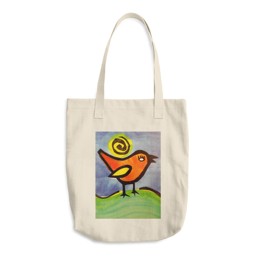 Cotton Tote Bag Orange Bird
