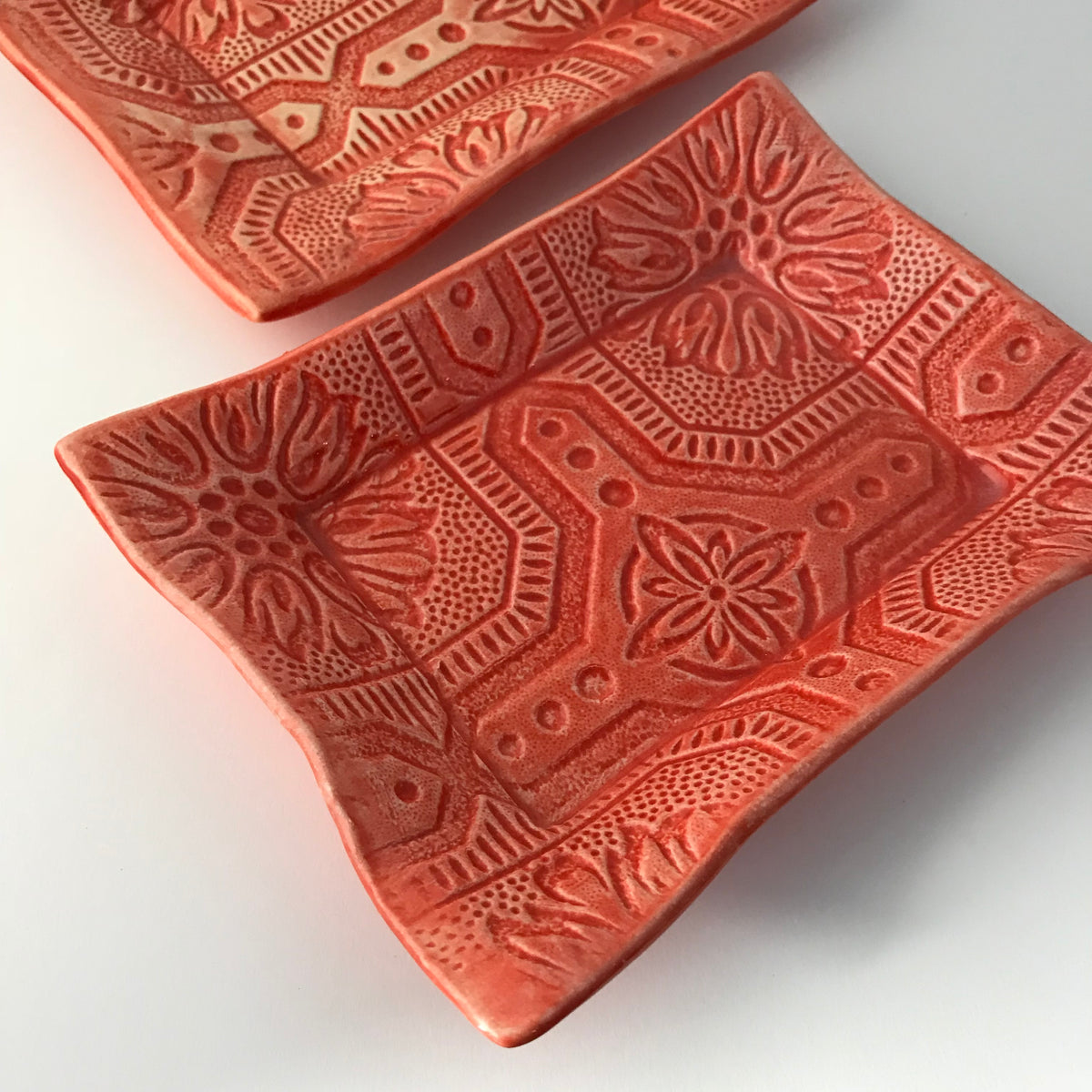 Tray - 5 x 7 - &quot;Tin Ceiling&quot; - Coral